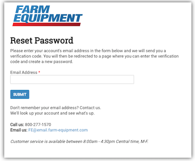 Reset Password Request Screen